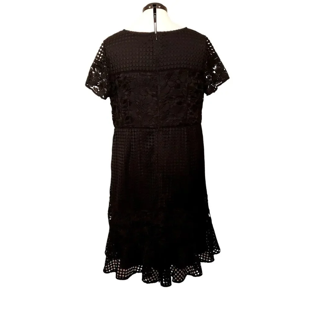 Talbot's Mixed Black Lace Fit-And-Flare Dress| SZ 16W - Picture 8 of 10